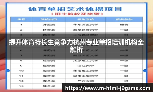 提升体育特长生竞争力杭州专业单招培训机构全解析